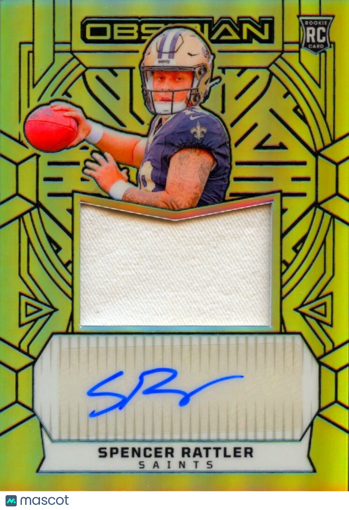 Spencer Rattler 2024 Obsidian WHITE Auto Autograph Patch RC Saints 14/99