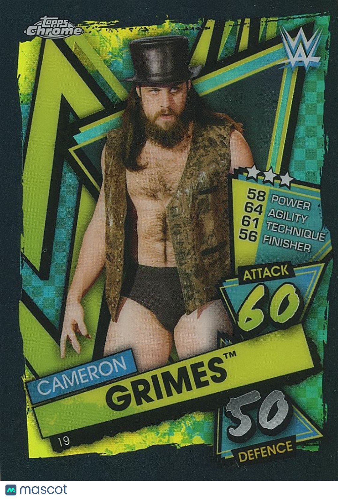 Cameron Grimes 2021 Topps Chrome Slam Attax Black Refractor SSP1/10 WWE