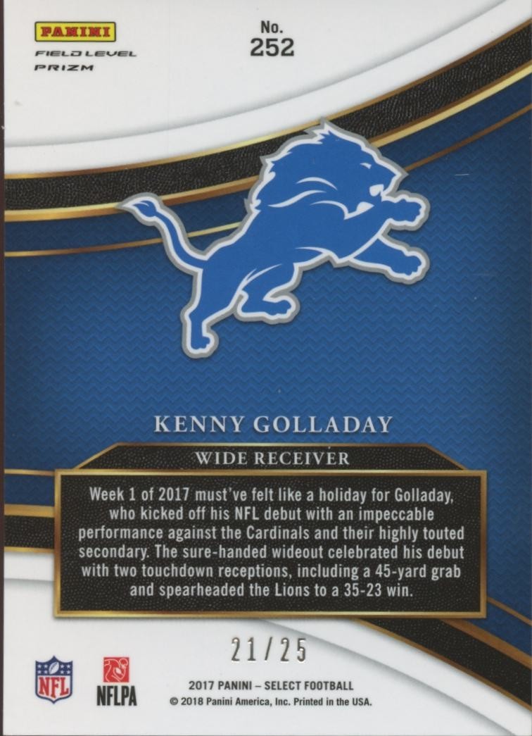 Kenny Golladay 2017 Select Field Level Tie-Dye Prizm Rookie RC Lions 21/25