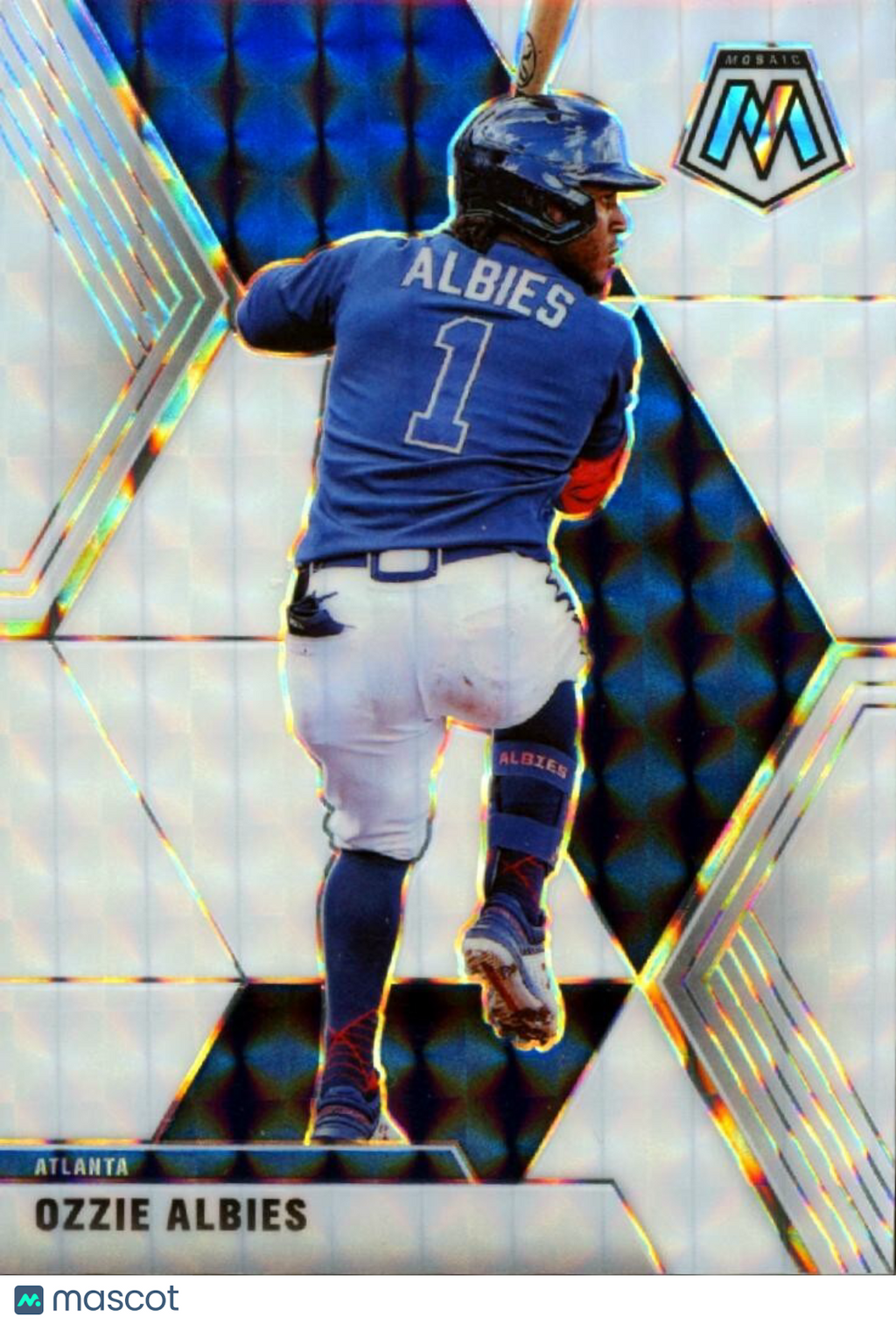 Ozzie Albies 2020 Mosaic White Prizm SSP Atlanta Braves 8/25 #90