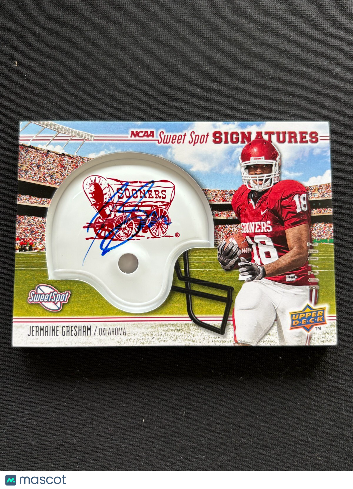 Jermaine Gresham Upper Deck Sweet Spot Auto Autograph Helmet OU Sooners 200/200