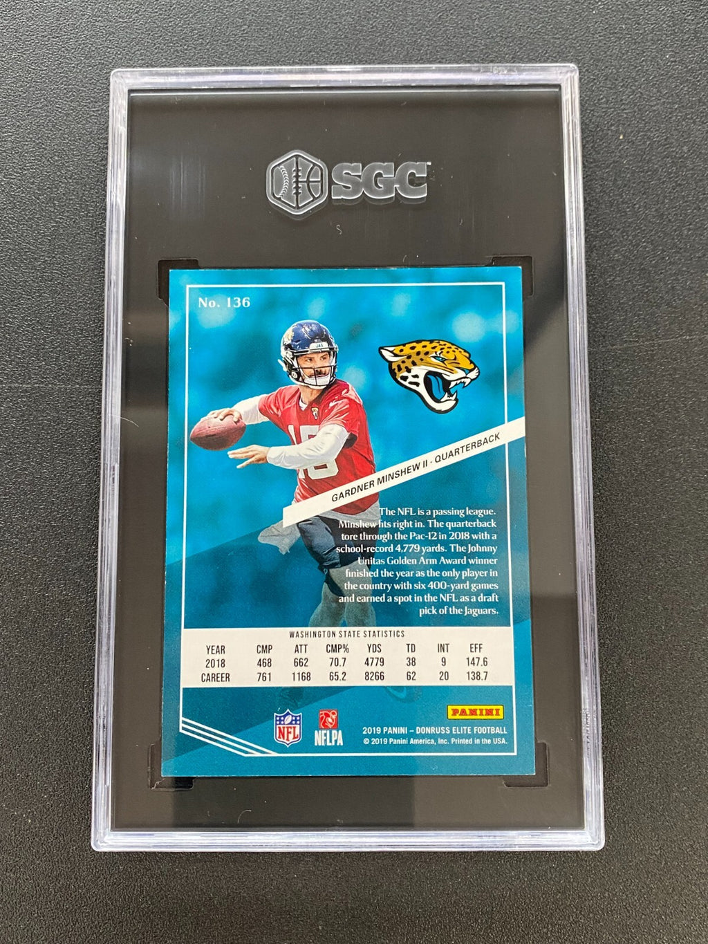 Gardner Minshew II 2019 Elite GOLD Rookie RC SSP Raiders Jaguars 7/8 SGC 8.5