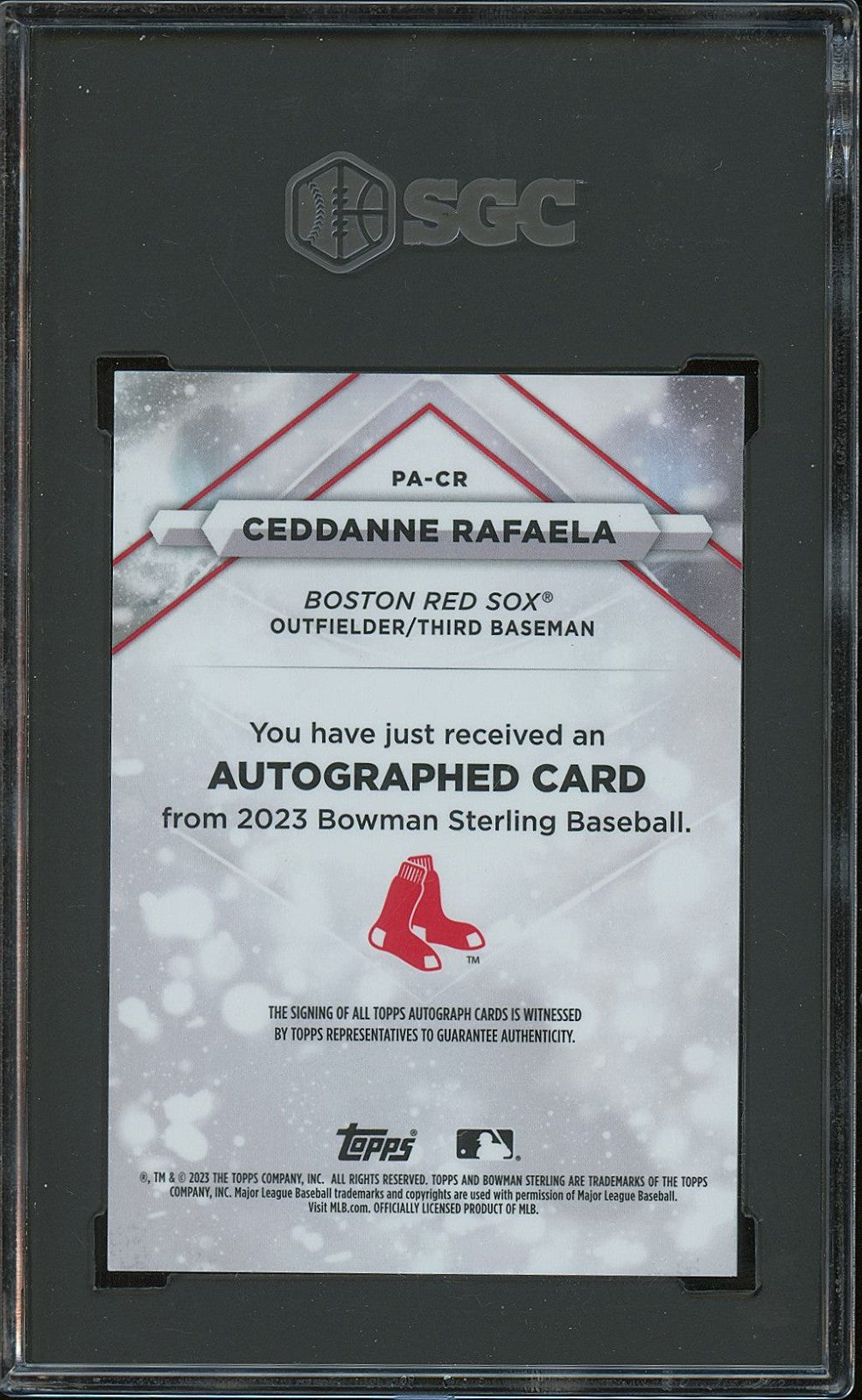 Ceddanne Rafaela 2023 Bowman Sterling Auto Autograph Red Sox 88/125 SGC 9.5