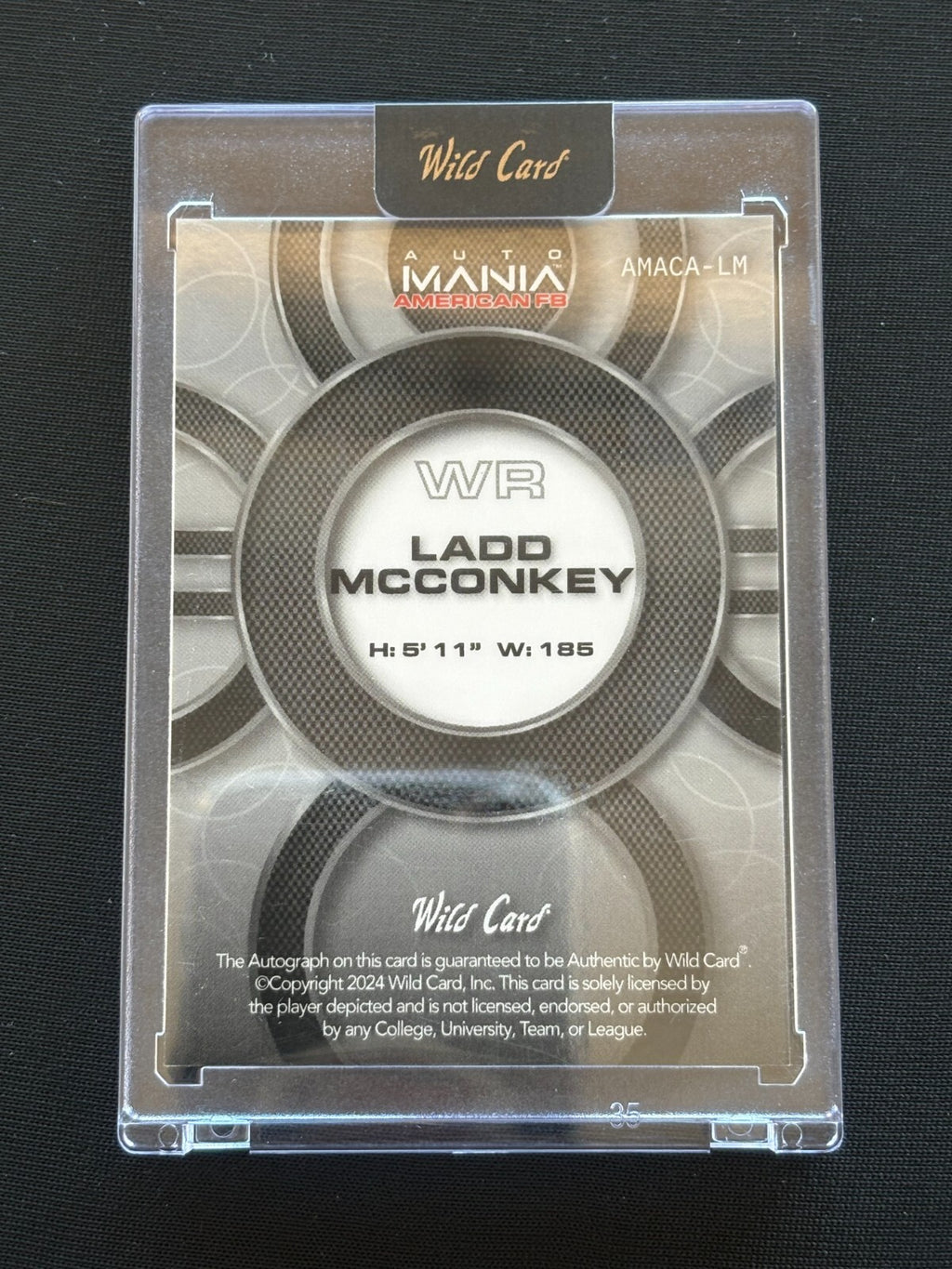 Ladd Mcconkey 2024 Wild Card Auto Autograph RC Georgia Bulldogs LA Chargers 1/1