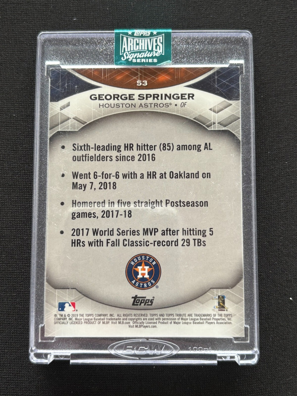 George Springer 2024 Topps Archives Tribute Auto Autograph Houston Astros 1/1