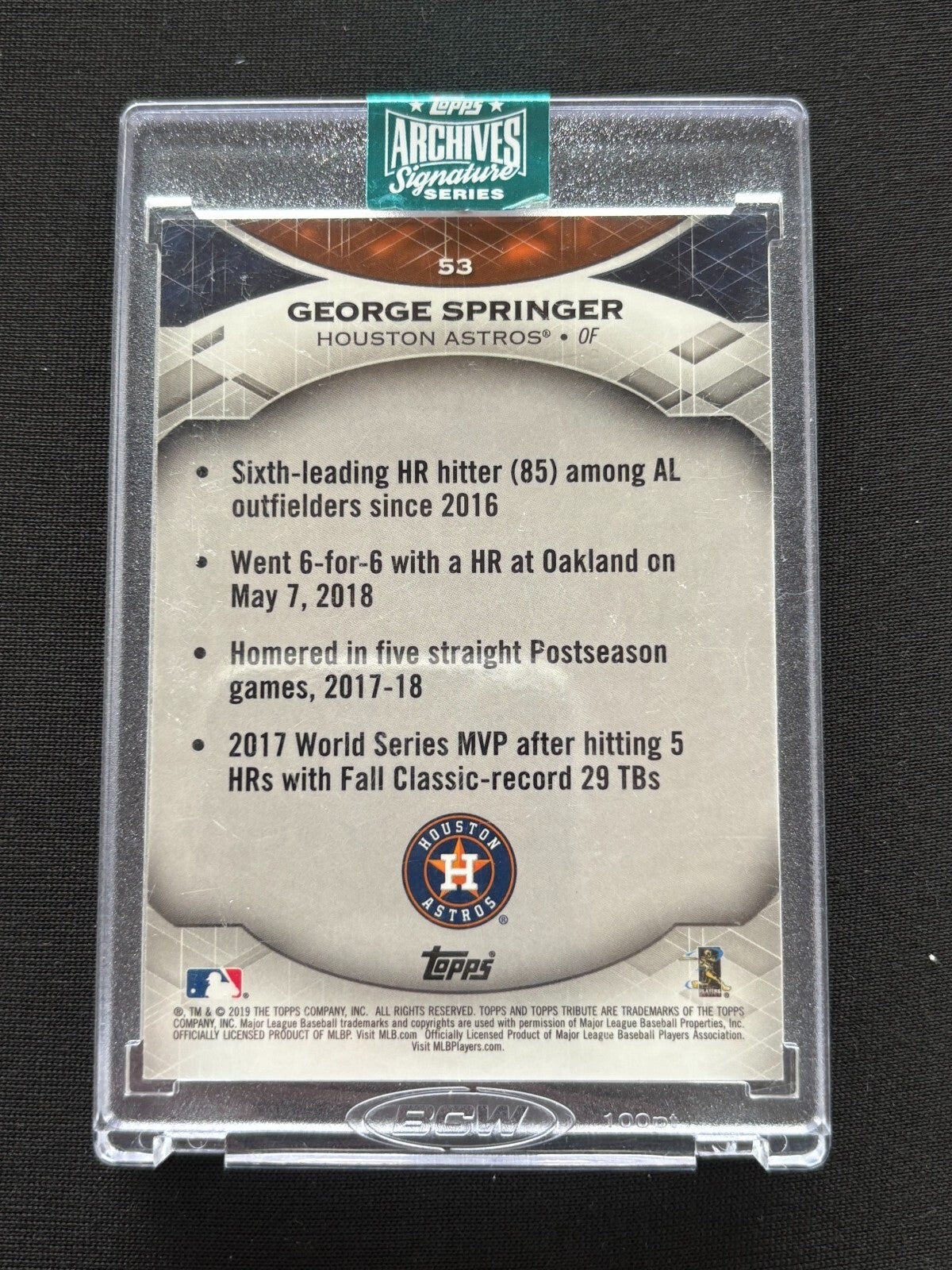 George Springer 2024 Topps Archives Tribute Auto Autograph Houston Astros 1/1