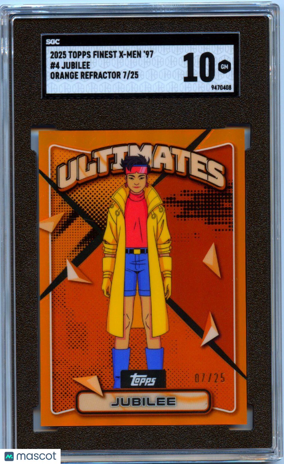 Jubilee 2025 Topps Finest X-Men Ultimates Orange Refractor 7/25 #4 SGC 10