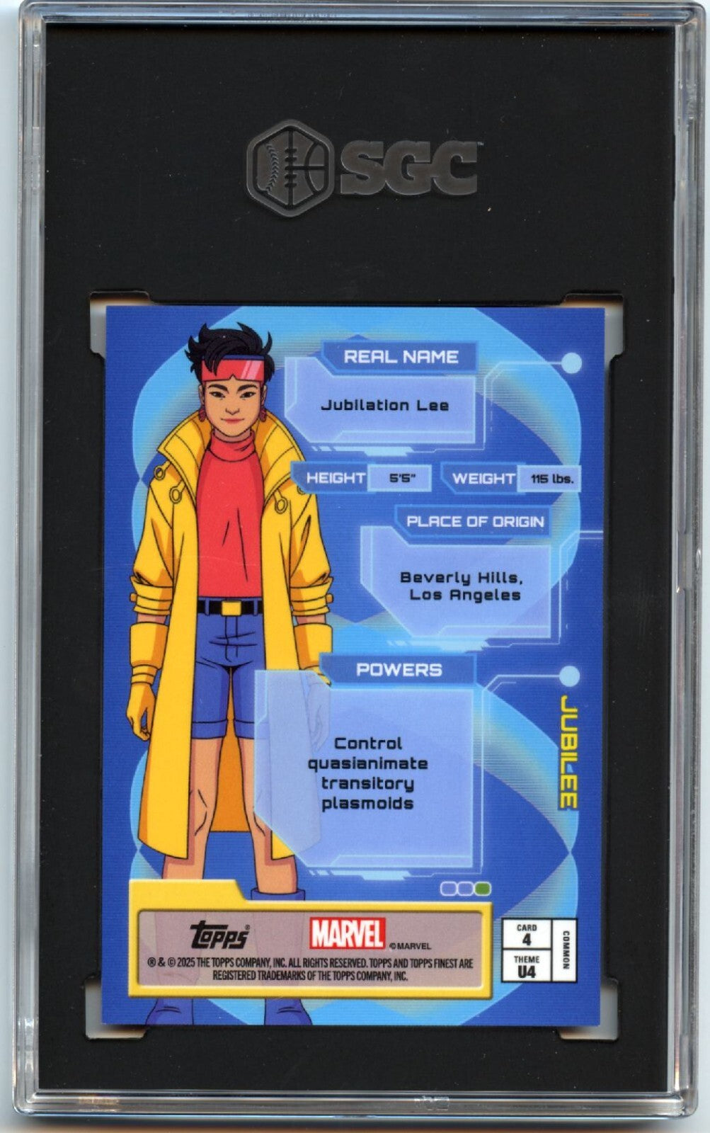 Jubilee 2025 Topps Finest X-Men Ultimates Orange Refractor 7/25 #4 SGC 10