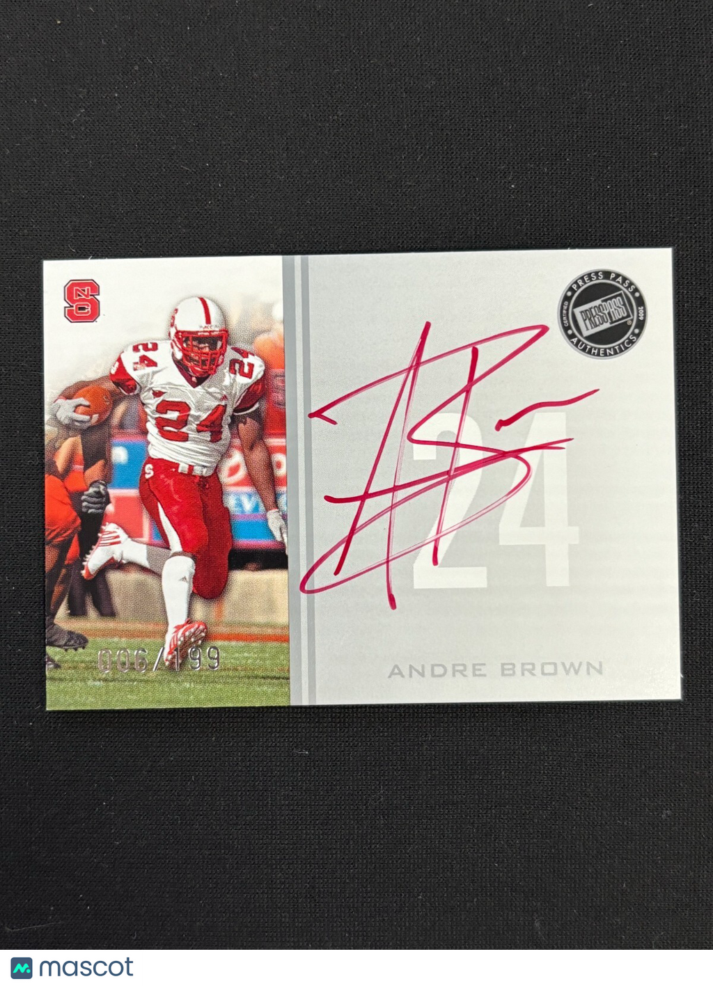 Andre Brown 2009 Press Pass Red Ink Shortprint SSP Rookie RC NC State 6/199