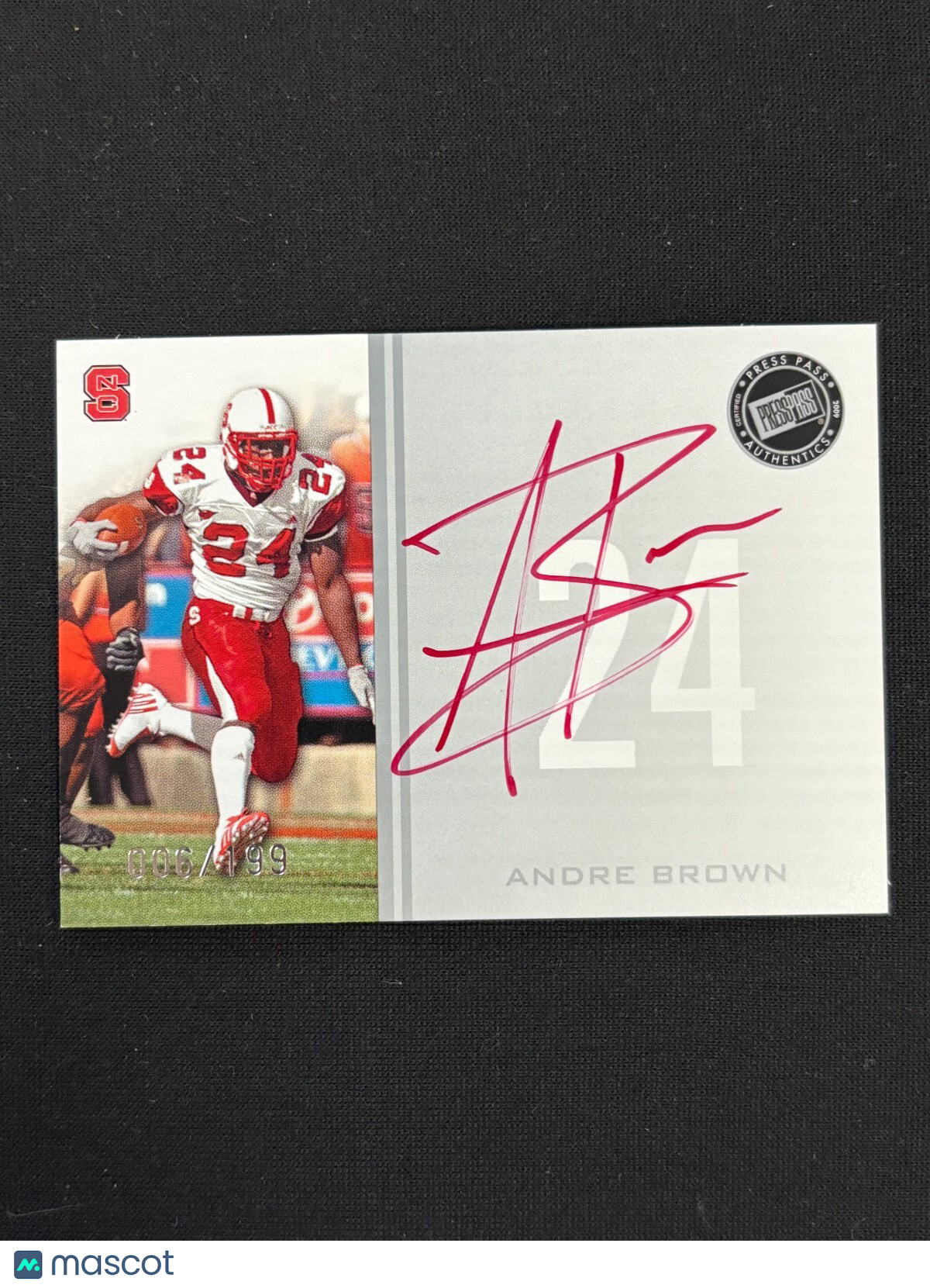 Andre Brown 2009 Press Pass Red Ink Shortprint SSP Rookie RC NC State 6/199