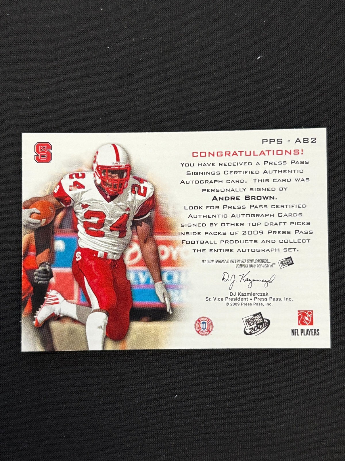 Andre Brown 2009 Press Pass Red Ink Shortprint SSP Rookie RC NC State 6/199