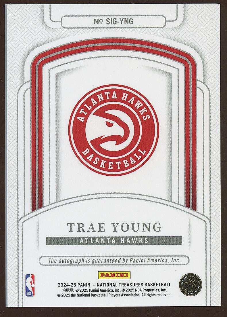 Trae Young 2024-25 National Treasures Emerald Auto Autograph Atlanta Hawks 4/5