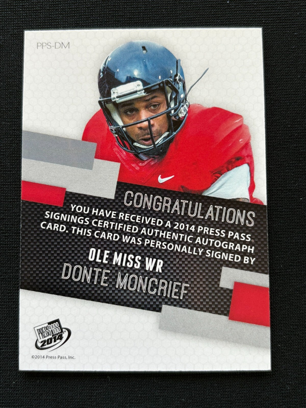 Donte Moncrief 2014 Press Pass Red Ink Inscription Autograph "Feed Me" SSP Colts