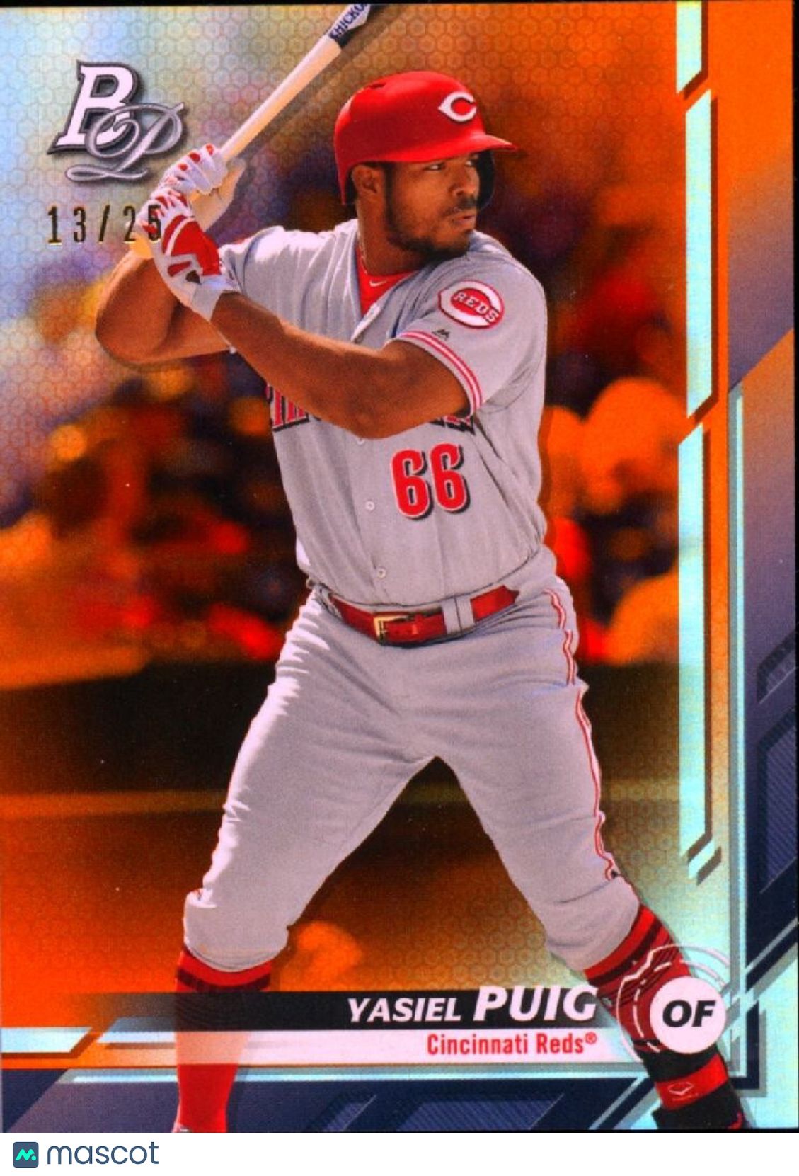 Yasiel Puig 2019 Bowman Platinum Orange SSP Cincinnati Reds 13/25