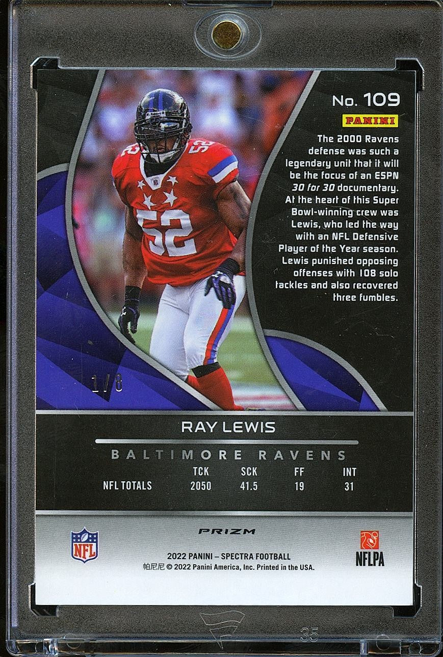 Ray Lewis 2022 Spectra Splatter Prizm SSP Baltimore Ravens 1/8 #109