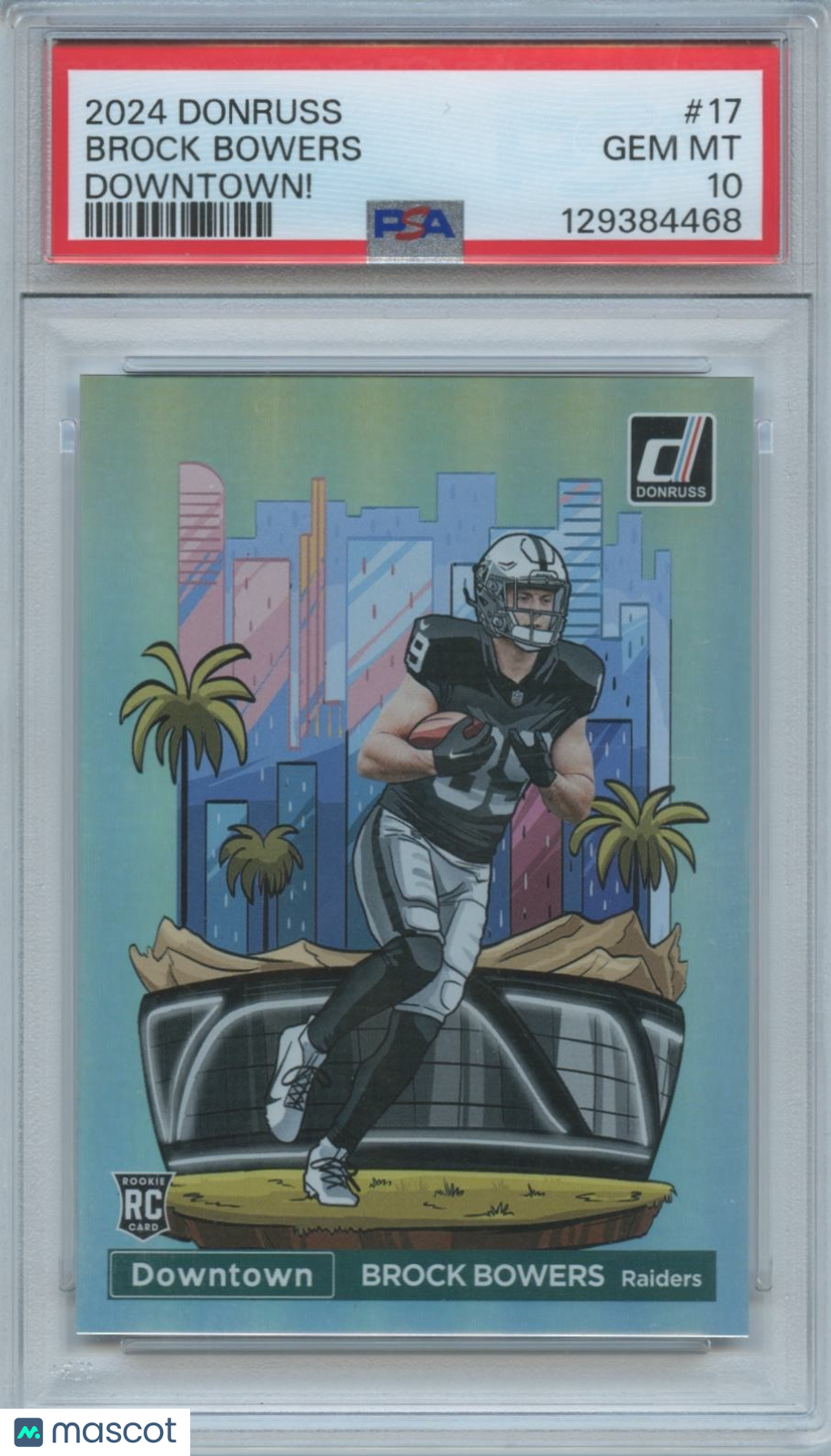 Brock Bowers 2024 Donruss DOWNTOWN! SSP CASE HIT Rookie RC Raiders PSA 10
