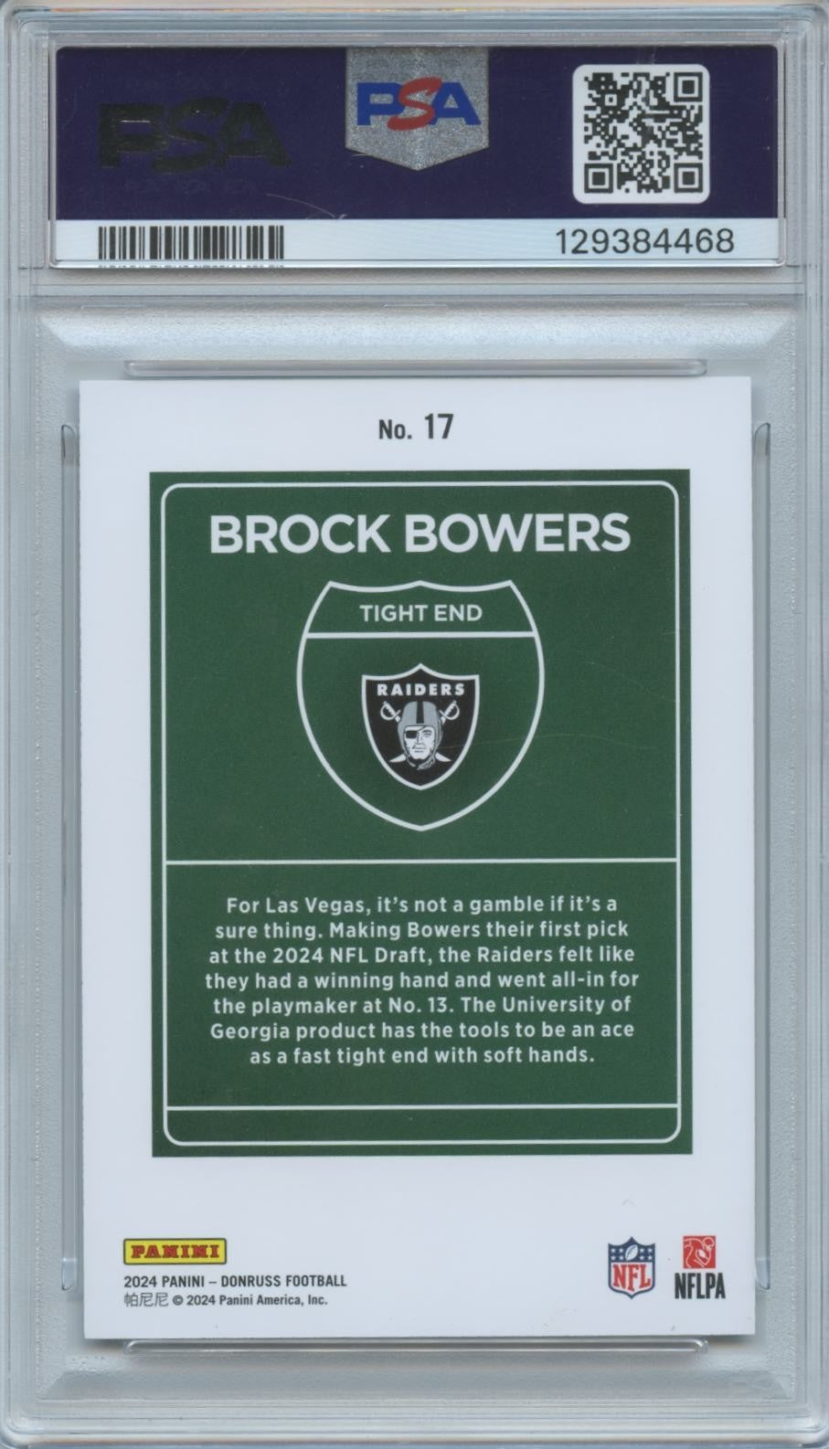 Brock Bowers 2024 Donruss DOWNTOWN! SSP CASE HIT Rookie RC Raiders PSA 10