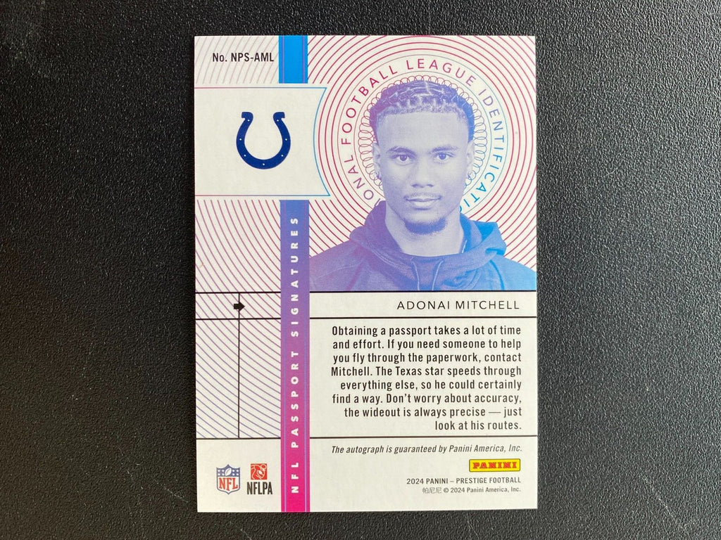 Adonai Mitchell 2024 Prestige Passport On Card Auto Autograph RC Colts Longhorns