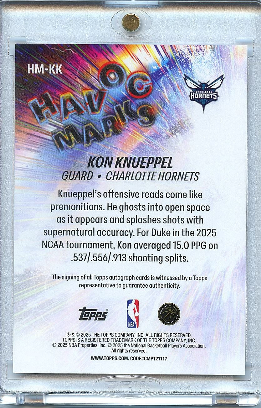 Kon Knueppel 2025-26 Topps Havoc Auto Autograph RC Rookie Hornets