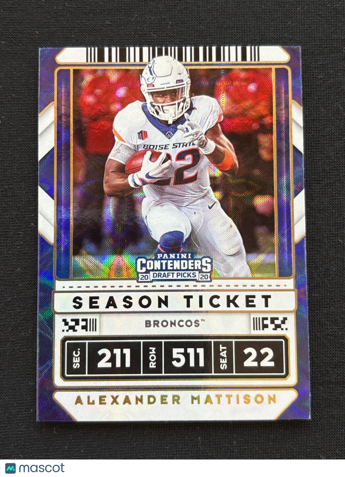 Alexander Mattison 2020 Contenders GALACTIC CASE HIT SSP Boise State Vikings