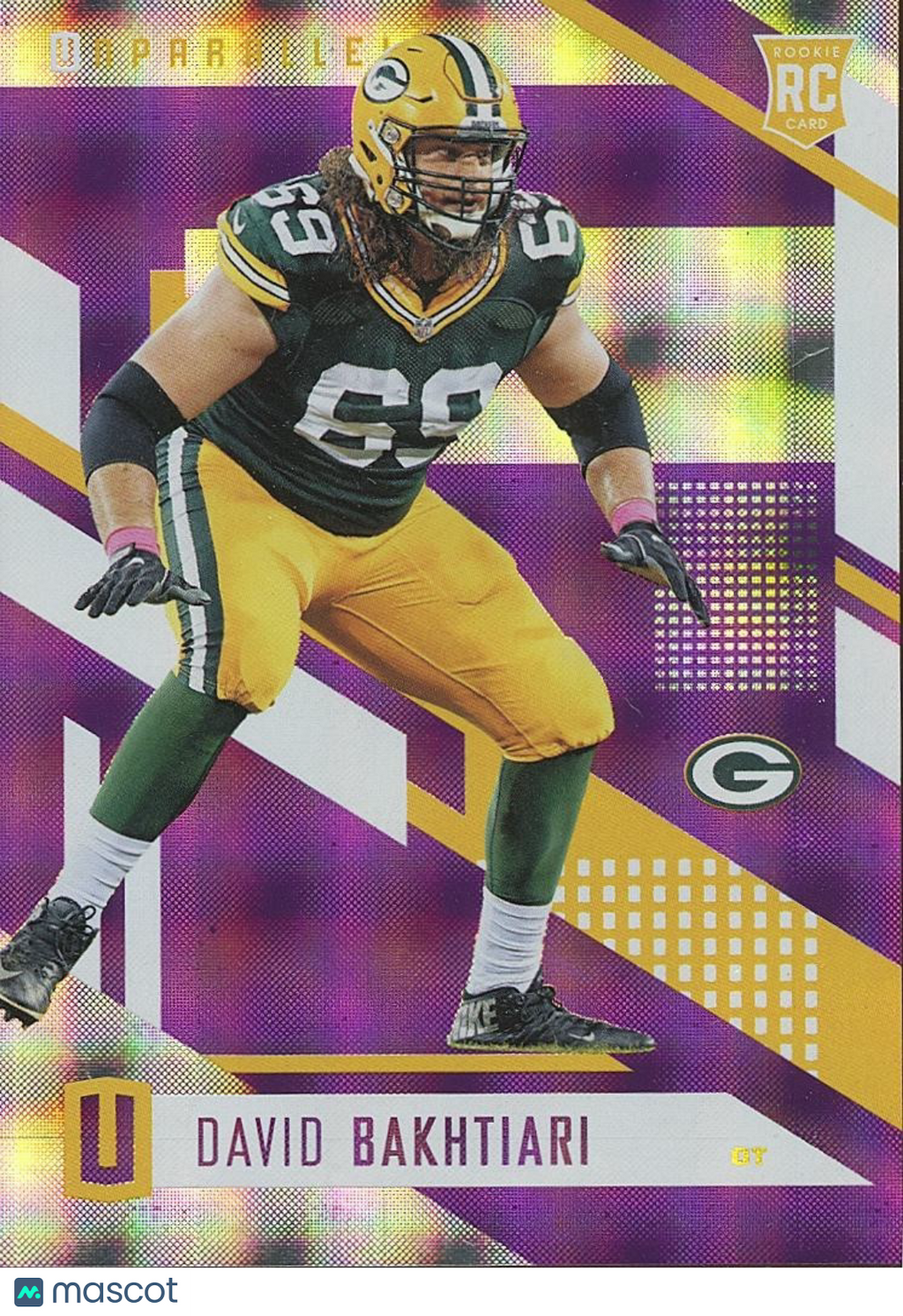 David Bakhtiari 2017 Unparalleled Purple Plaid Rookie RC Green Bay Packers 17/99