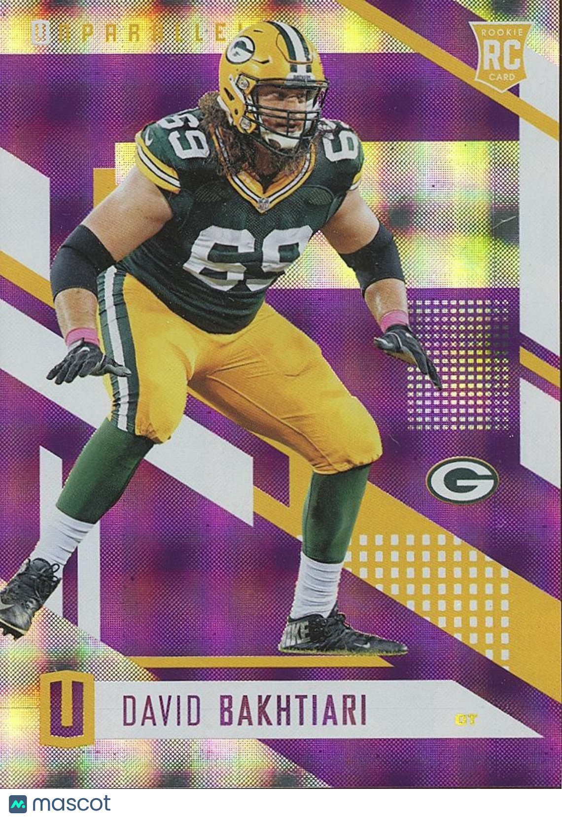David Bakhtiari 2017 Unparalleled Purple Plaid Rookie RC Green Bay Packers 17/99