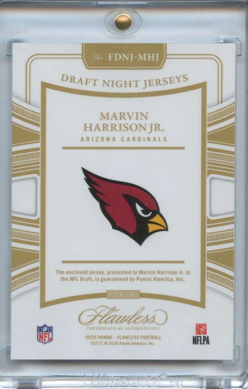 Marvin Harrison Jr. 2025 Flawless Jersey Patch Red Arizona Cardinals 12/15