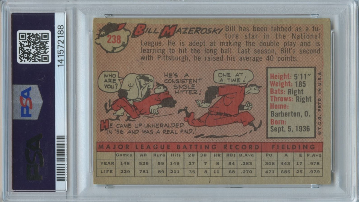 Bill Mazeroski 1958 Topps Pittsburgh Pirates #238 PSA 3.5