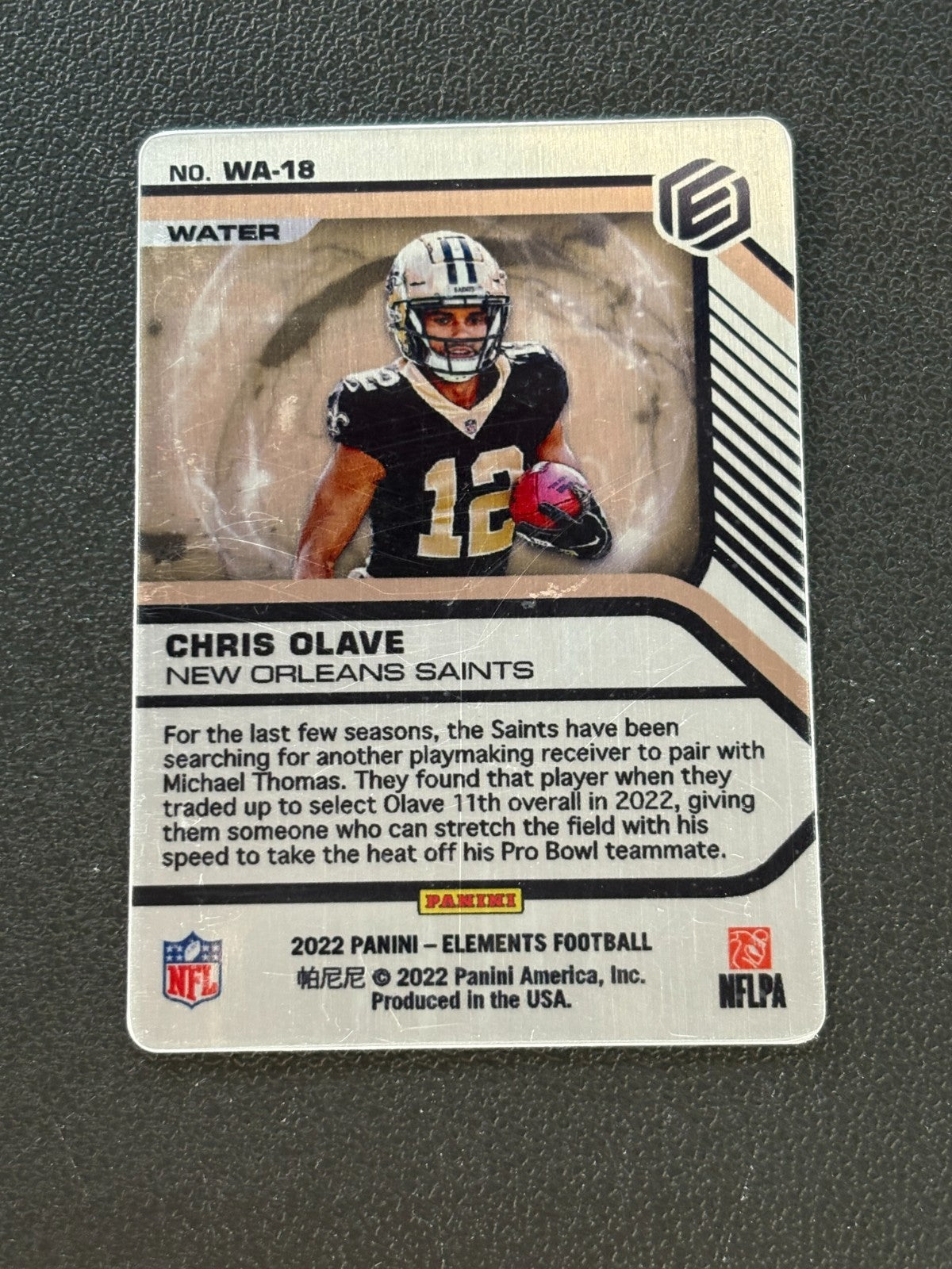 Chris Olave 2022 Elements Water SSP CASE HIT Rookie RC New Orleans Saints