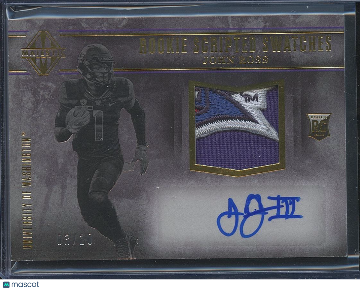 John Ross 2017 Majestic Auto Autograph LOGO Patch RC Washington Huskies 3/10