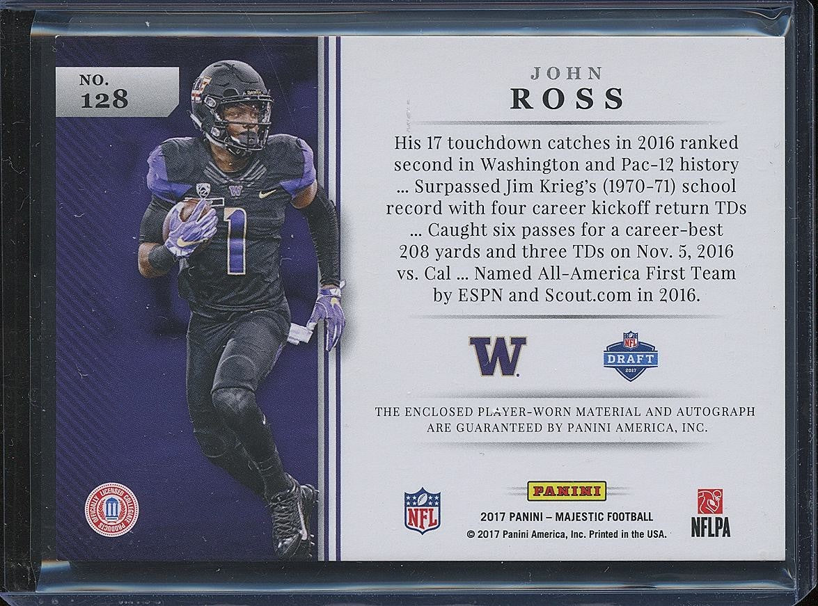 John Ross 2017 Majestic Auto Autograph LOGO Patch RC Washington Huskies 3/10