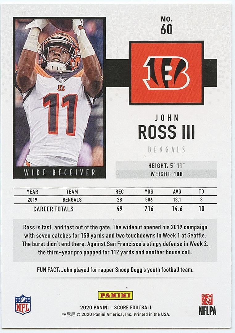 John Ross III 2020 Score First Down GOLD Zone SSP Cincinnati Bengals 1/10 #60