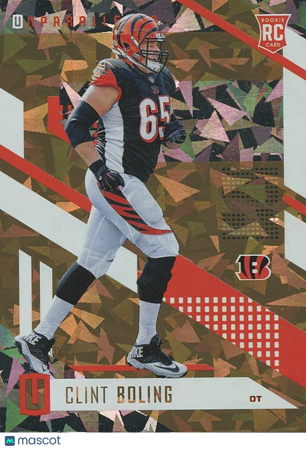 Clint Boling 2017 Unparalleled GOLD Cracked Ice Rookie RC Bengals 1/1 #42