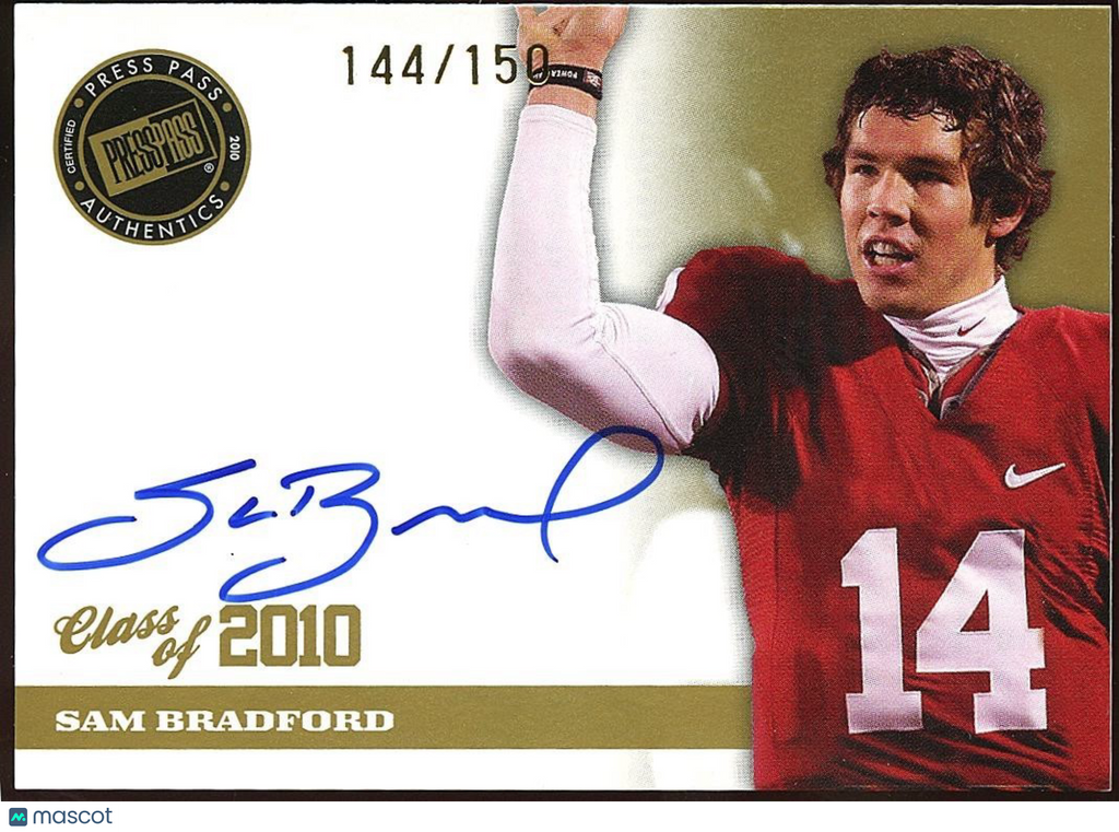 Sam Bradford 2010 Press Pass GOLD Auto Autograph RC Oklahoma Sooners Ram 144/150