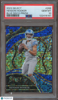 Hendon Hooker 2023 Select Blue Disco Prizm Rookie RC Detroit Lions 10/25 PSA 10