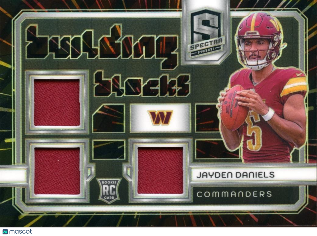 Jayden Daniels 2024 Spectra Blocks Triple Patch Rookie RC Commanders 72/75
