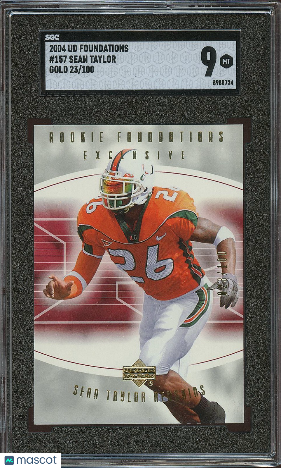 Sean Taylor 2004 Upper Deck Foundations GOLD RC Miami Hurricanes 23/100 SGC 9