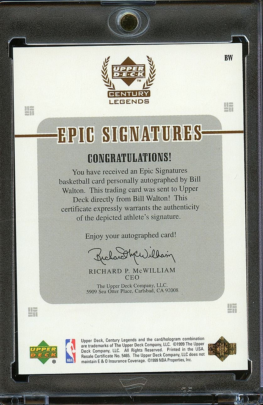 Bill Walton 1999 Upper Deck Century Legends On Card Auto Autrograph Blazers