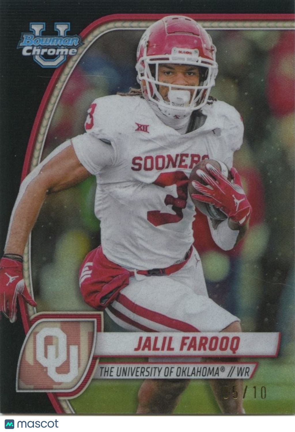 Jalil Farooq 2024 Bowman Chrome BLACK Refractor RC Oklahoma Sooners 5/10