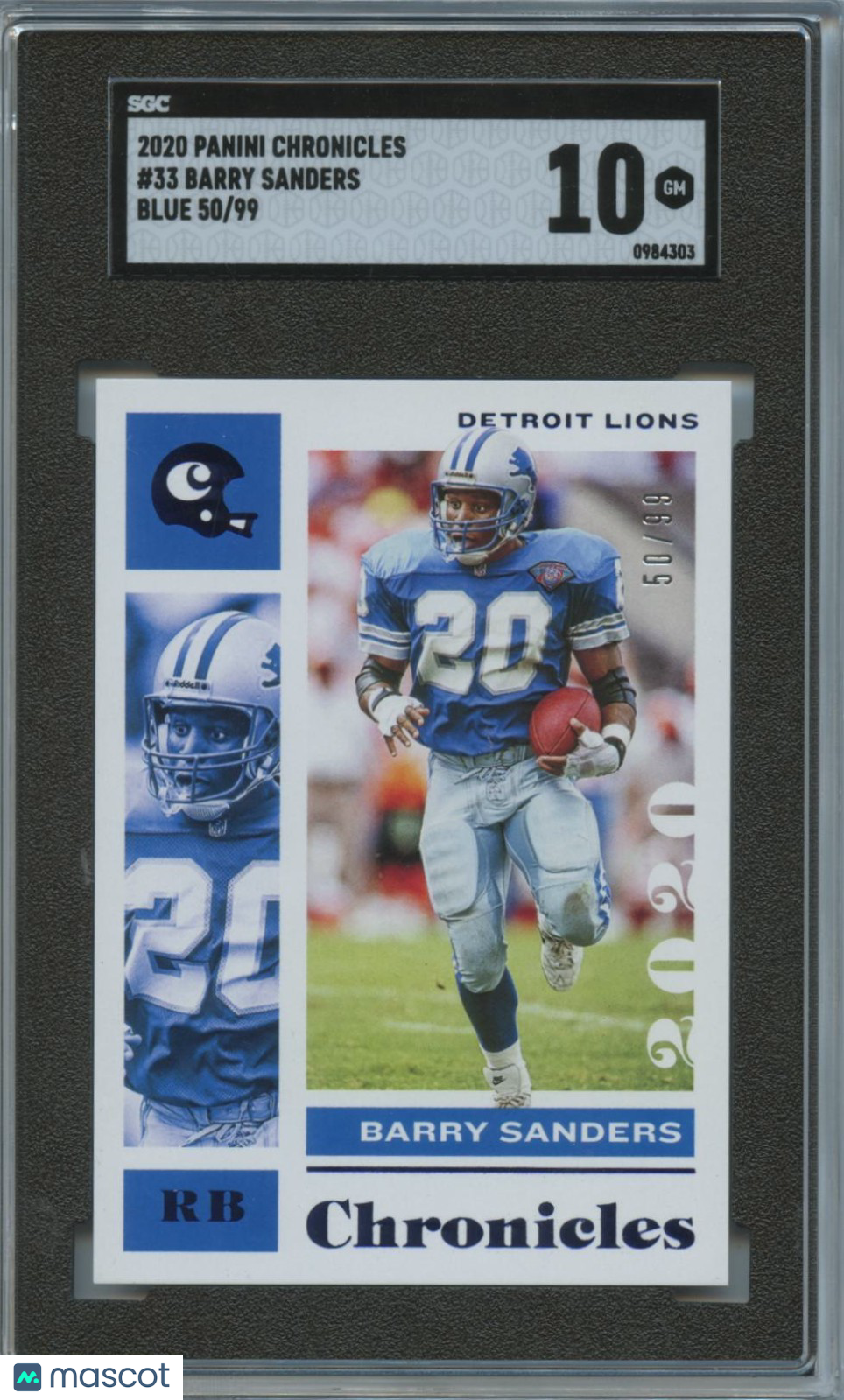 Barry Sanders 2020 Chronicles Blue Parallel Detroit Lions 50/99 SGC 10