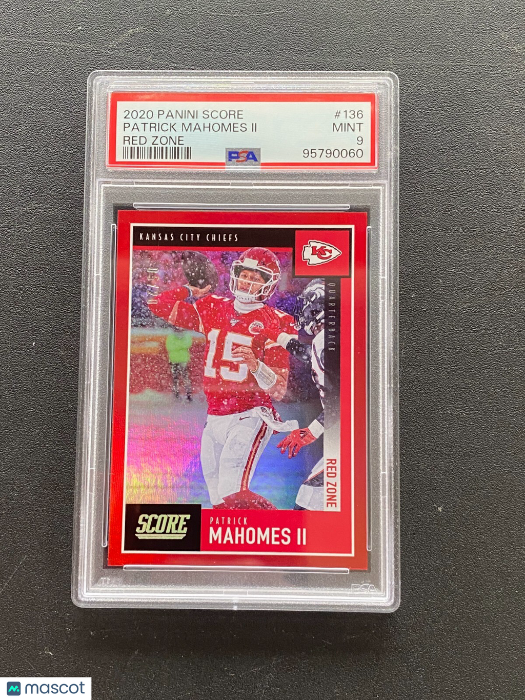 Patrick Mahomes II 2020 Score Red Zone SSP Kansas City Chiefs 5/20 #136 PSA 9