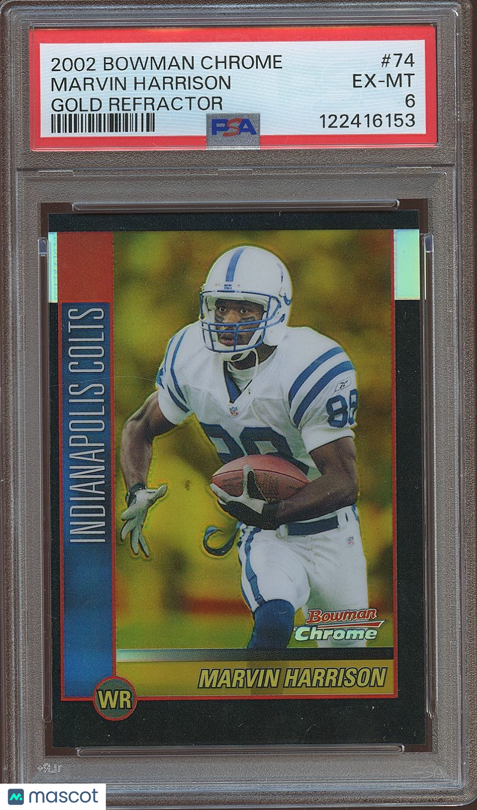 Marvin Harrison 2002 Bowman Chrome GOLD Refractor Indianapolis Colts 39/50 PSA 6