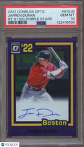 Jarren Duran 2022 Optic Purple Stars Auto Autograph RC Red Sox 6/25 PSA 10