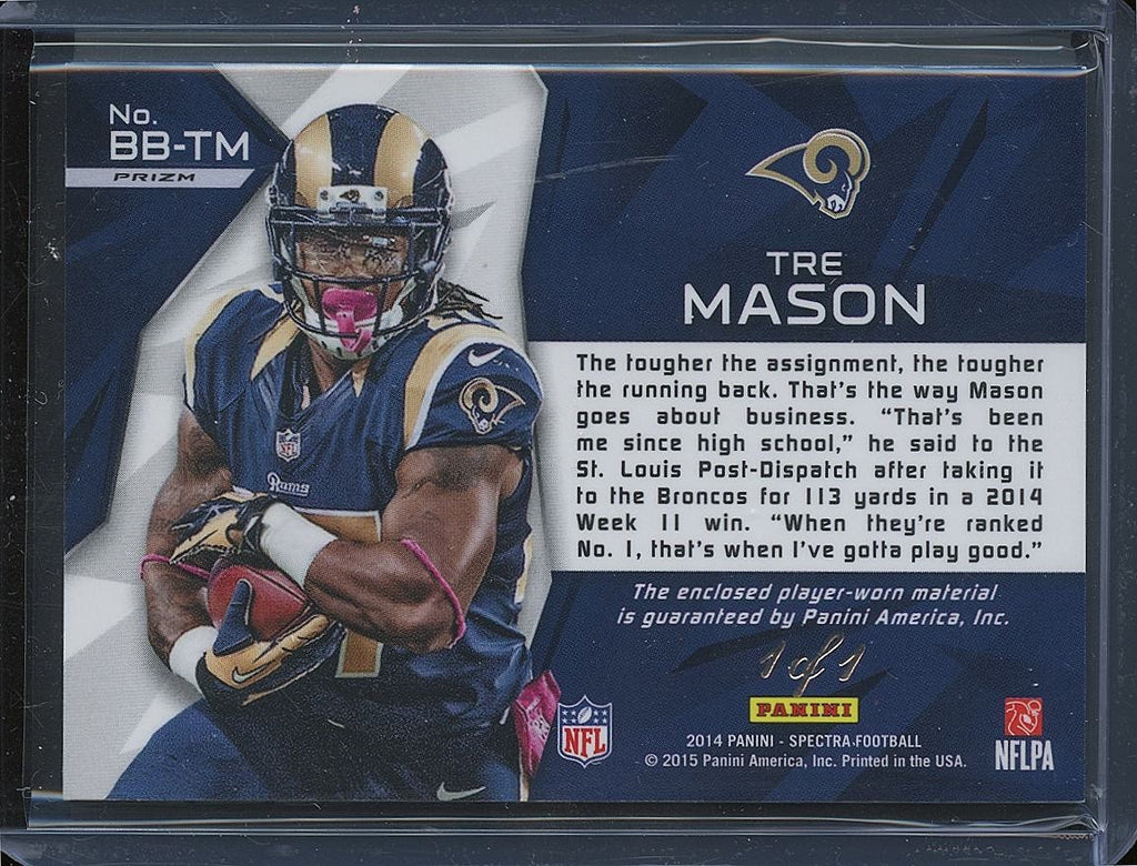 Tre Mason 2014 Spectra Black NFL SHIELD Patch RC Los Angeles Rams 1/1