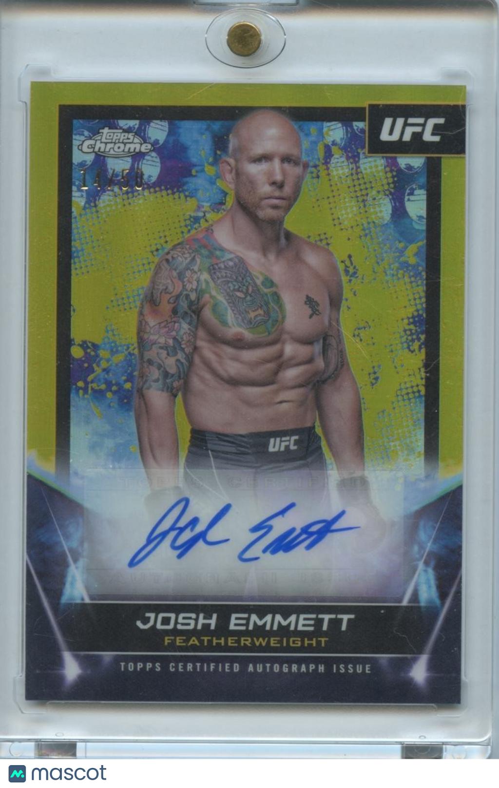 Josh Emmett 2024 Topps Chrome GOLD Refractor Auto Autograph UFC MMA 14/50