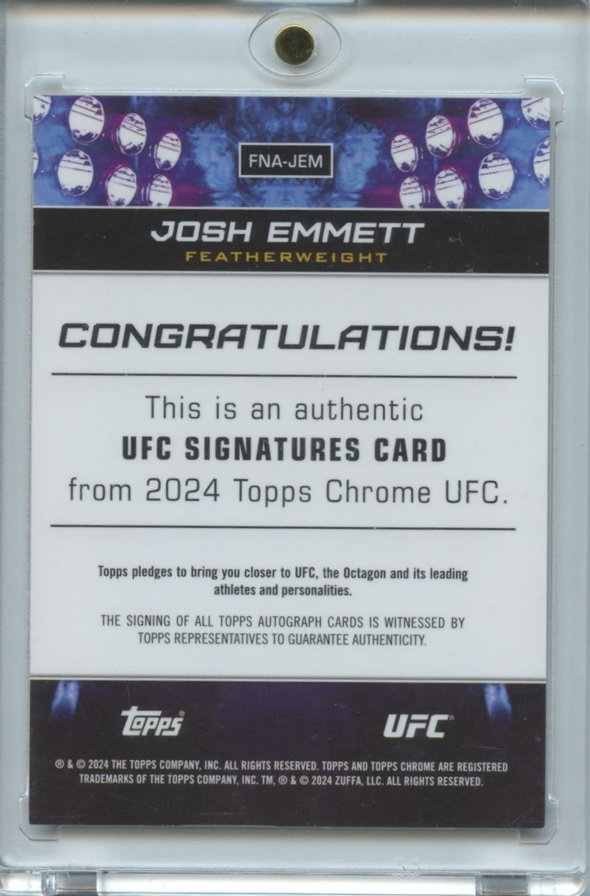 Josh Emmett 2024 Topps Chrome GOLD Refractor Auto Autograph UFC MMA 14/50