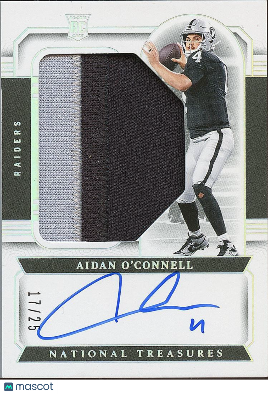 Aidan O'Connell 2023 National Treasures Auto Autograph Patch RC Raiders 17/25 #1