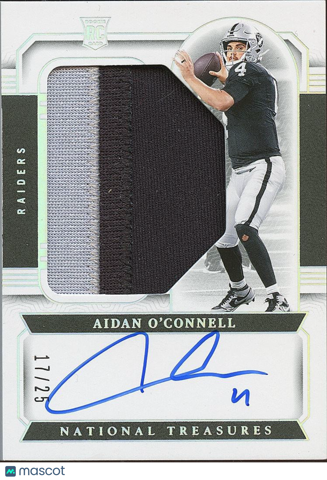 Aidan O'Connell 2023 National Treasures Auto Autograph Patch RC Raiders 17/25 #1
