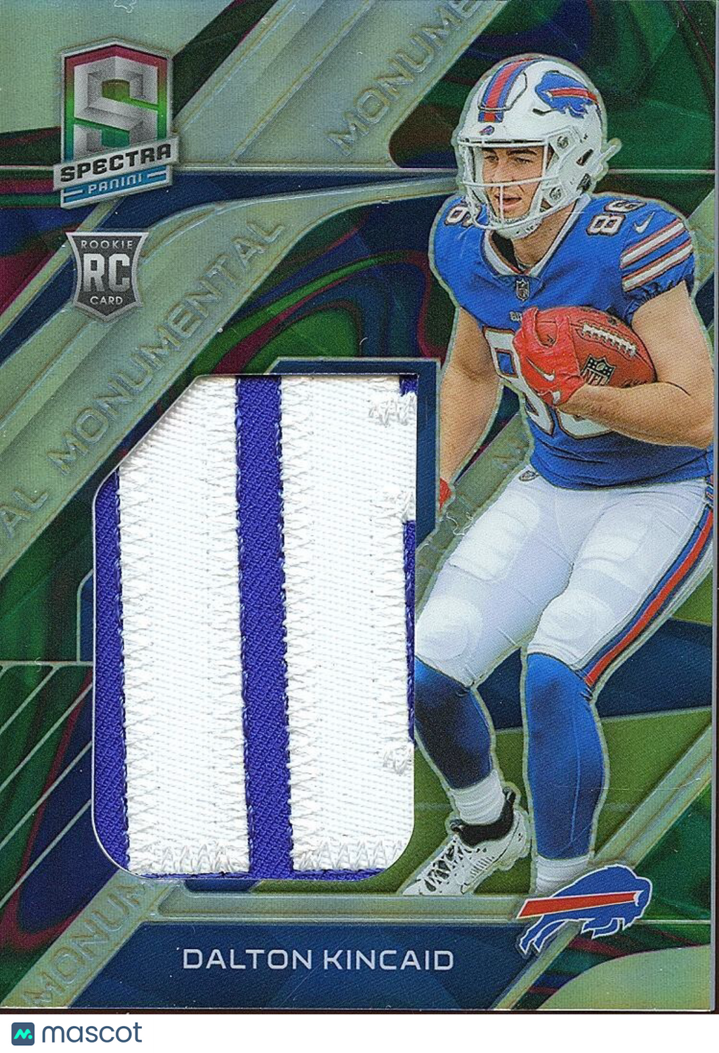 Dalton Kincaid 2023 Spectra Marble Prizm SSP Patch Rookie Buffalo Bills 3/4