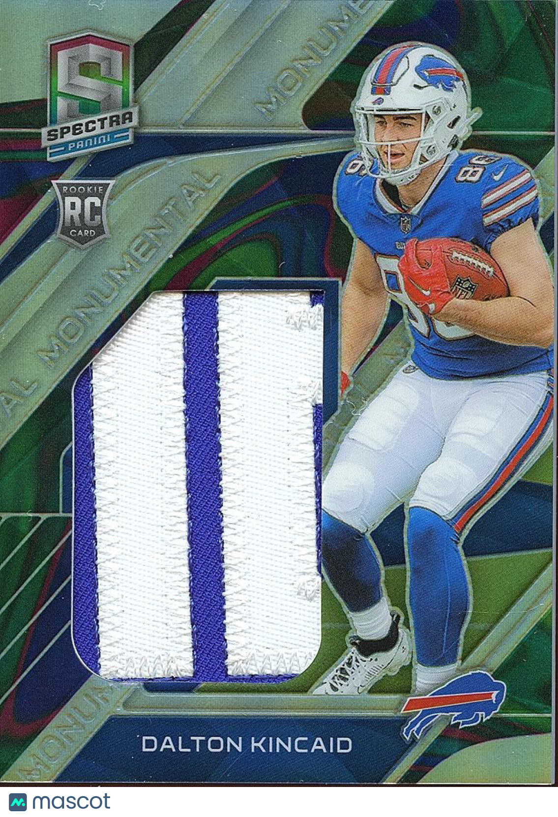 Dalton Kincaid 2023 Spectra Marble Prizm SSP Patch Rookie Buffalo Bills 3/4